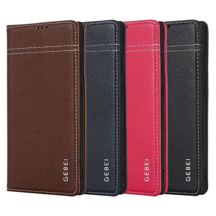 For Samsung Galaxy S24 5G GEBEI Top-grain Horizontal Flip Leather Phone Case(Blue)