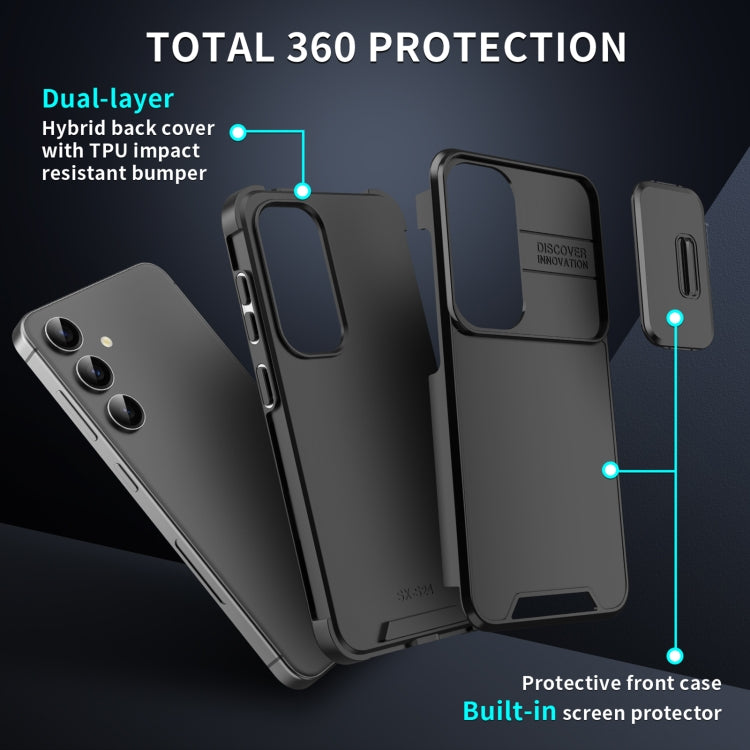 For Samsung Galaxy S24 5G Sliding Camshield TPU + PC Phone Case(Pink)