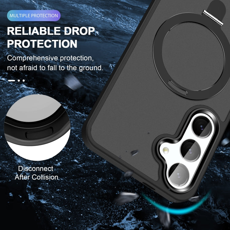 For Samsung Galaxy S24 5G MagSafe Holder Skin-feel PC Hybrid TPU Phone Case(Black)