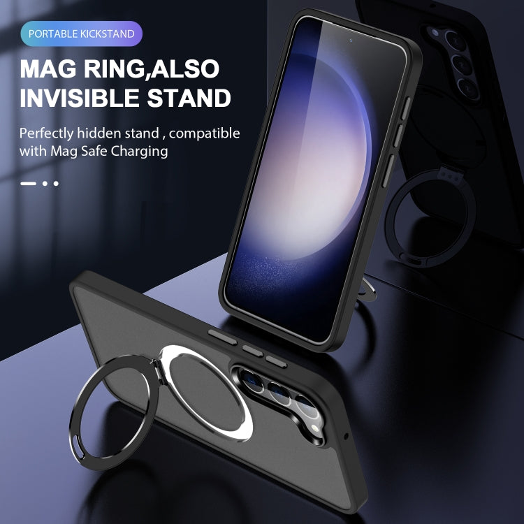 For Samsung Galaxy S24 5G MagSafe Holder Skin-feel PC Hybrid TPU Phone Case(Black)