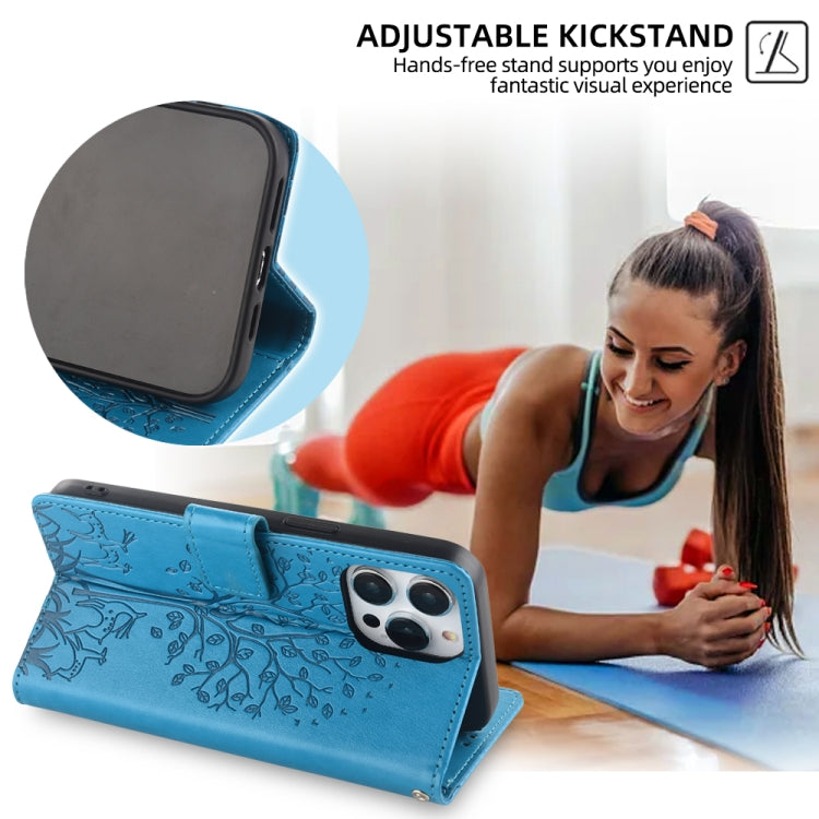 For Honor 9X Pro Tree & Deer Embossed Leather Phone Case(Blue)