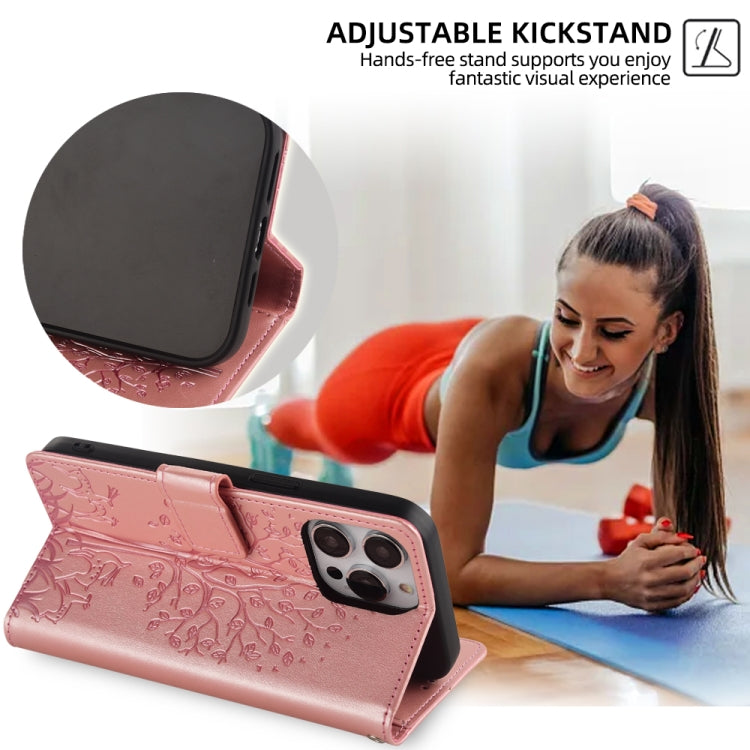 For Honor 9X Pro Tree & Deer Embossed Leather Phone Case(Rose Gold)