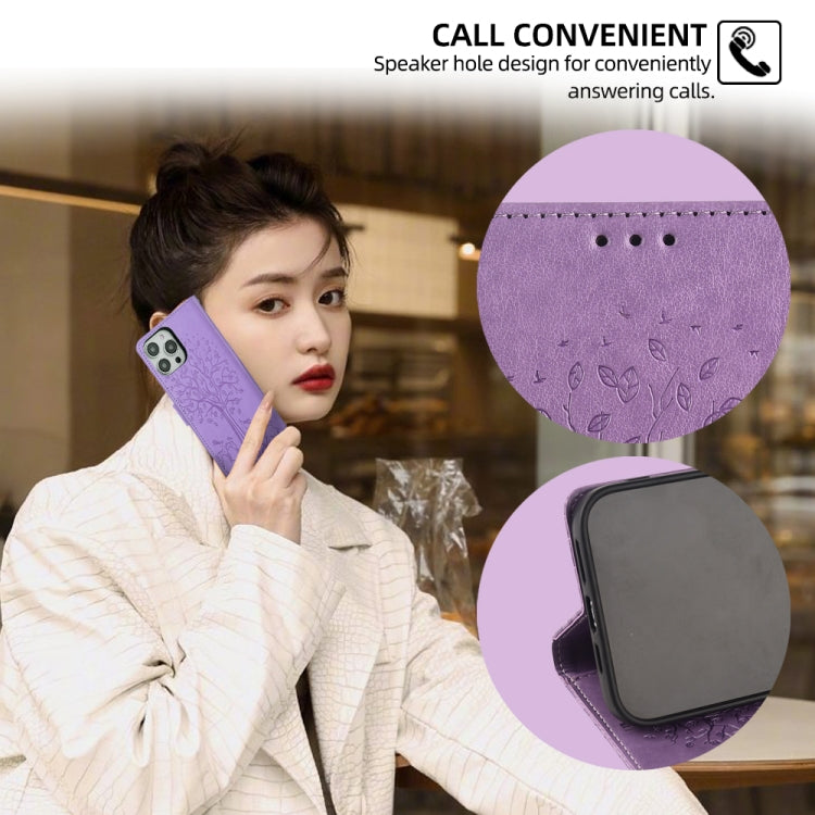 For Honor 9X Pro Tree & Deer Embossed Leather Phone Case(Purple)