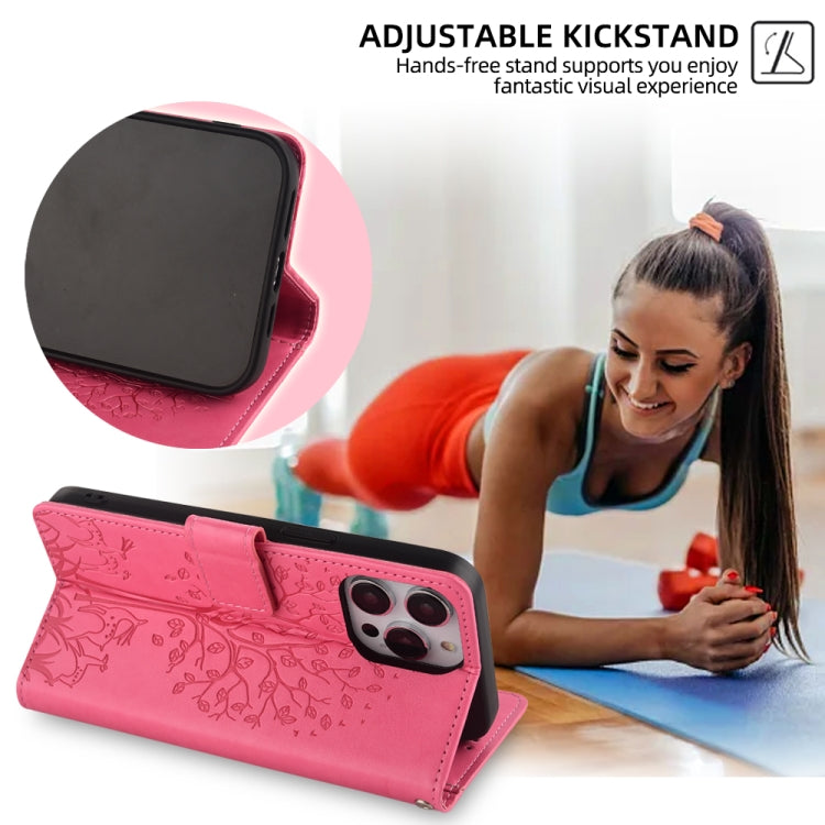 For Honor 9X Tree & Deer Embossed Leather Phone Case(Pink)