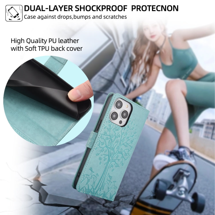 For Honor X50i 5G Tree & Deer Embossed Leather Phone Case(Green)