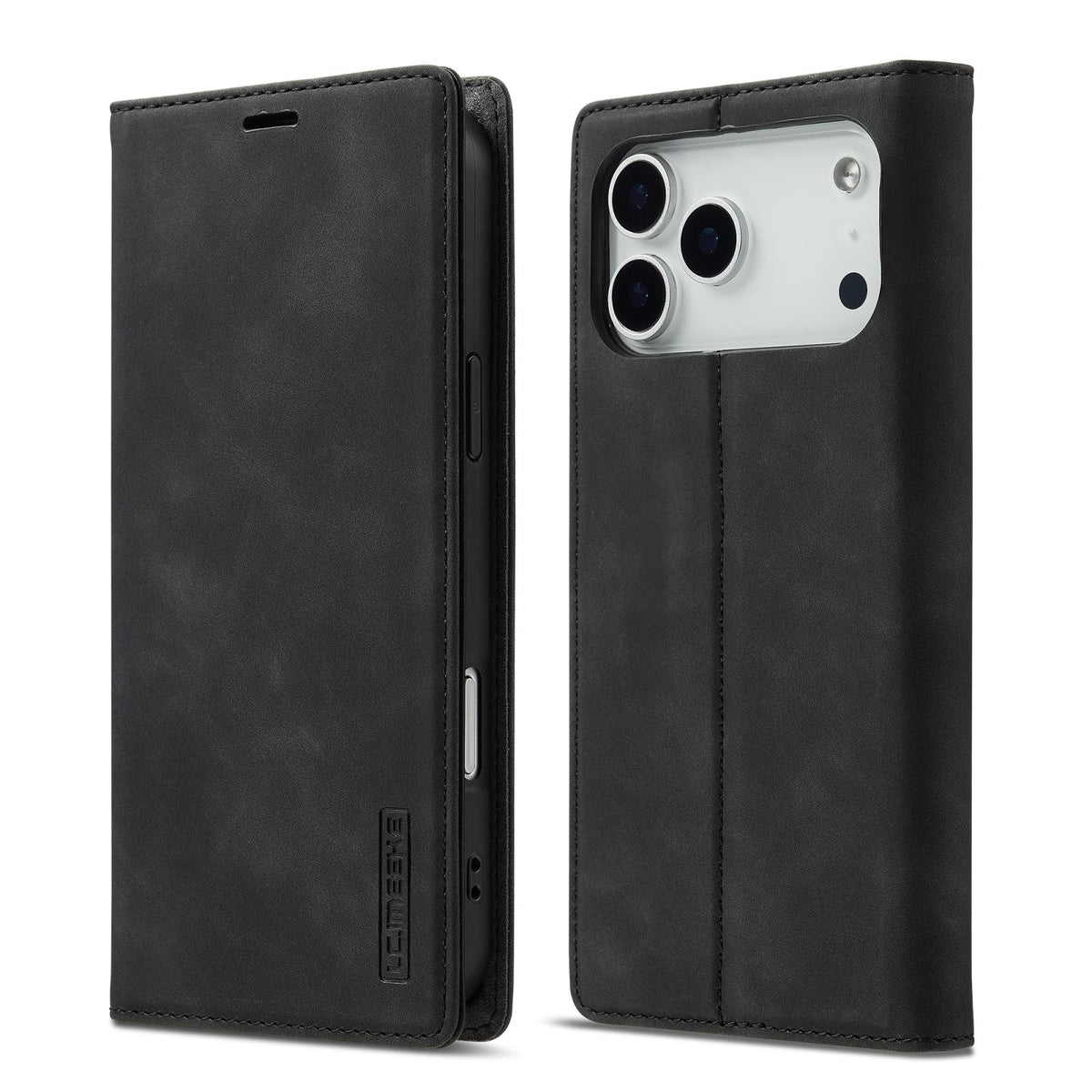 Compatible with iPhone 18 Pro Max & 17 Pro Max LC.IMEEKE Strong Magnetism Microfiber Leather Phone Case - Black