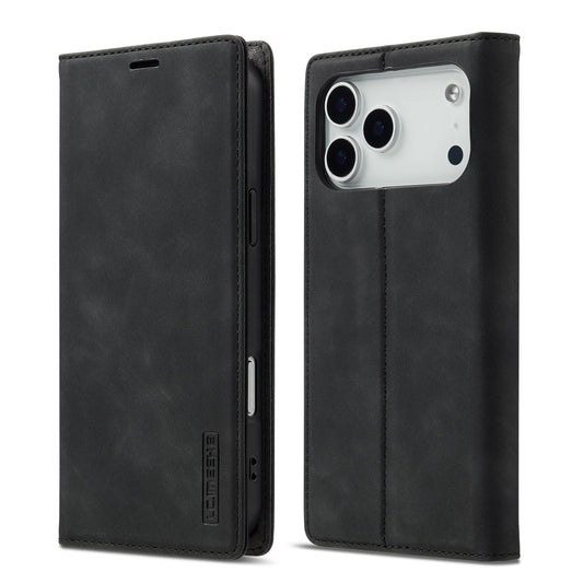 Compatible with iPhone 18 Pro Max & 17 Pro Max LC.IMEEKE Strong Magnetism Microfiber Leather Phone Case - Black