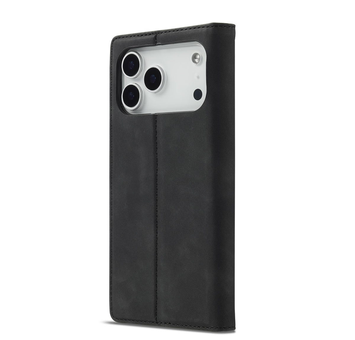 Compatible with iPhone 18 Pro Max & 17 Pro Max LC.IMEEKE Strong Magnetism Microfiber Leather Phone Case - Black