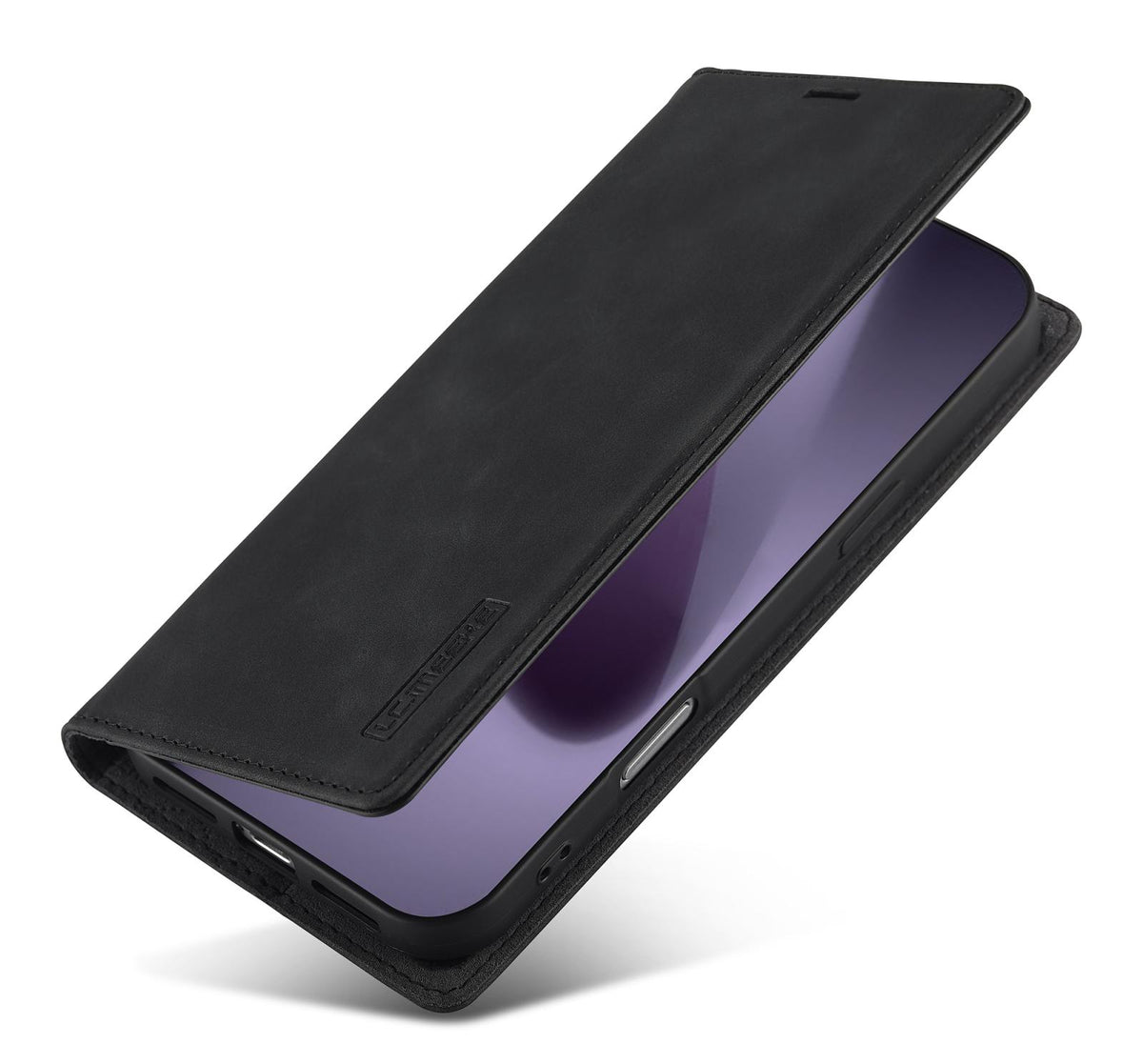Compatible with iPhone 18 Pro Max & 17 Pro Max LC.IMEEKE Strong Magnetism Microfiber Leather Phone Case - Black