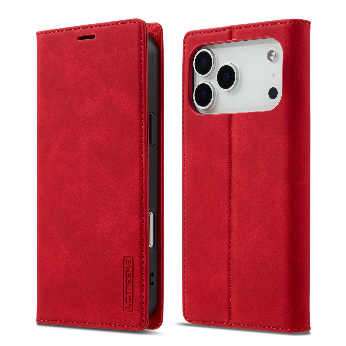 Compatible with iPhone 18 Pro Max & 17 Pro Max LC.IMEEKE Strong Magnetism Microfiber Leather Phone Case - Red