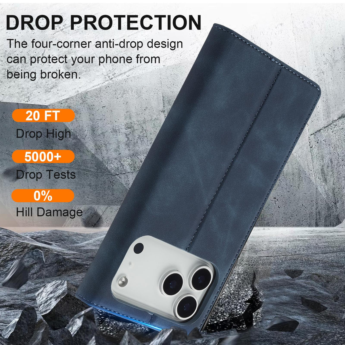 Compatible with iPhone 18 Pro Max & 17 Pro Max LC.IMEEKE Strong Magnetism Microfiber Leather Phone Case - Blue