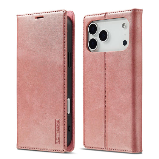 Compatible with iPhone 18 Pro Max & 17 Pro Max LC.IMEEKE Strong Magnetism Microfiber Leather Phone Case - Rose Gold