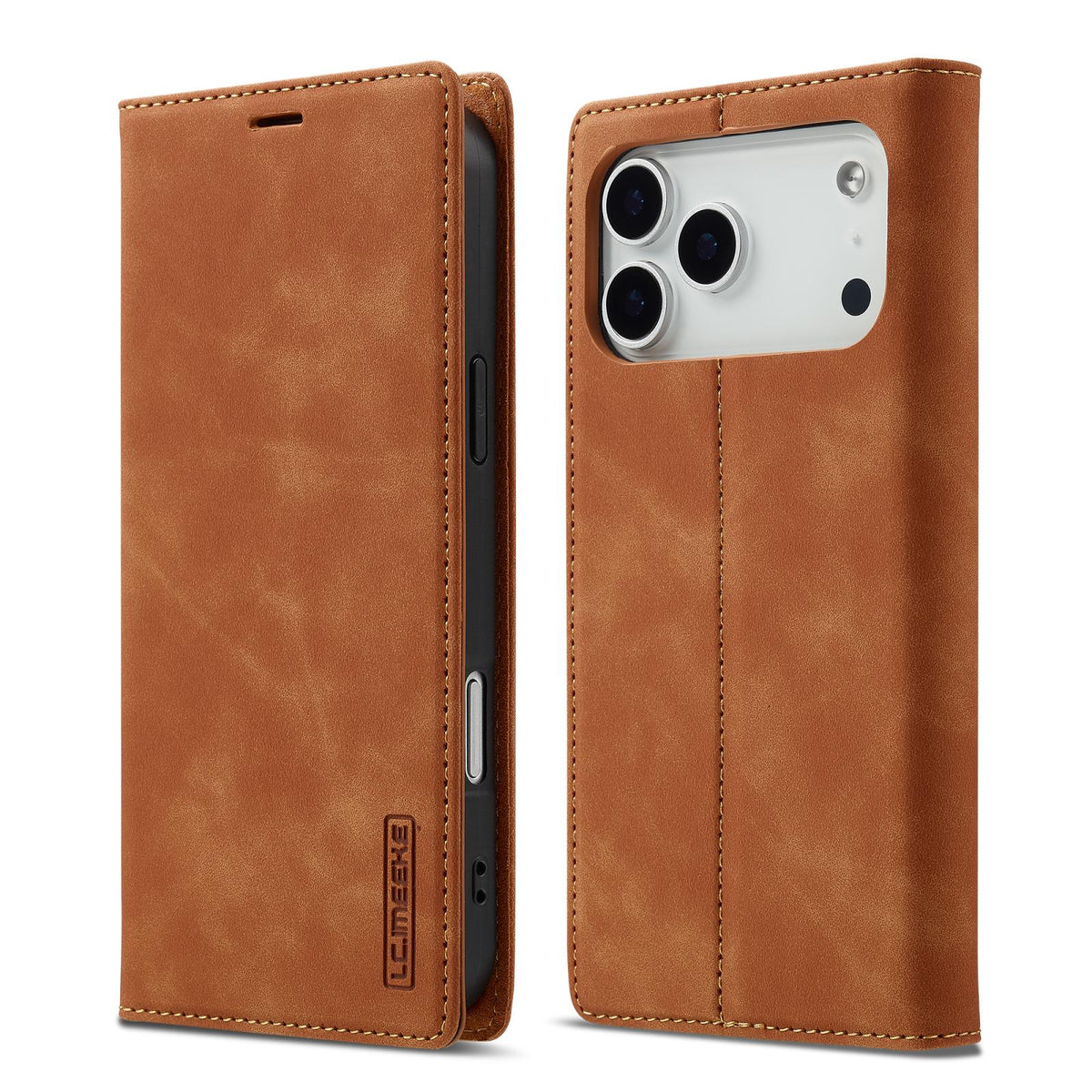 Compatible with iPhone 18 Pro & 17 Pro LC.IMEEKE Strong Magnetism Microfiber Leather Phone Case - Brown
