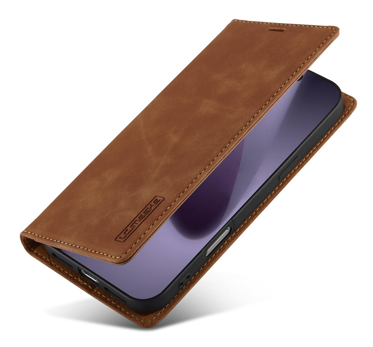Compatible with iPhone 18 Pro & 17 Pro LC.IMEEKE Strong Magnetism Microfiber Leather Phone Case - Brown
