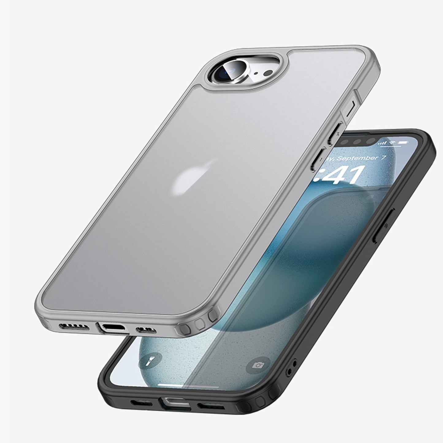 For iPhone 16e Armor Clear TPU Hard PC Phone Case(Grey)