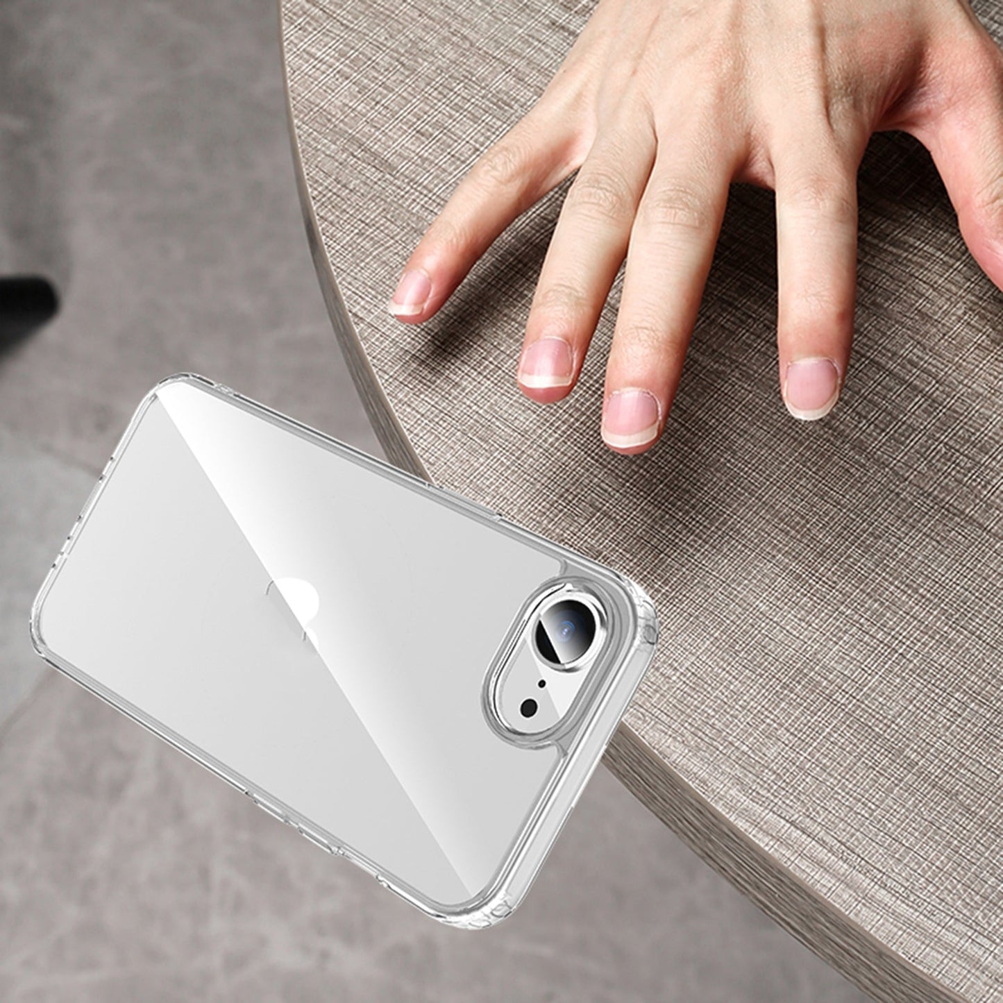 For iPhone 16e Armor Clear TPU Hard PC Phone Case(Grey)