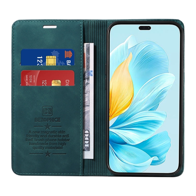 For Honor 200 Lite 5G Global BETOPNICE Suction RFID Anti-theft Leather Phone Case(Green)