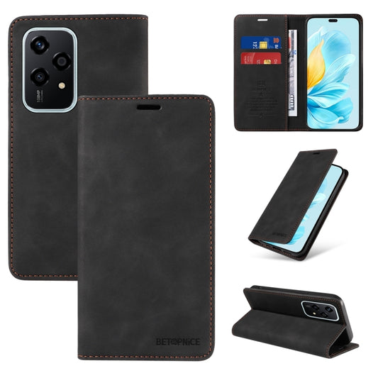 For Honor 200 Lite 5G Global BETOPNICE Suction RFID Anti-theft Leather Phone Case(Black)