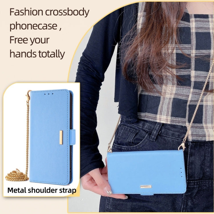 For Honor 90 GT Crossbody Chain Leather Phone Case(Blue)