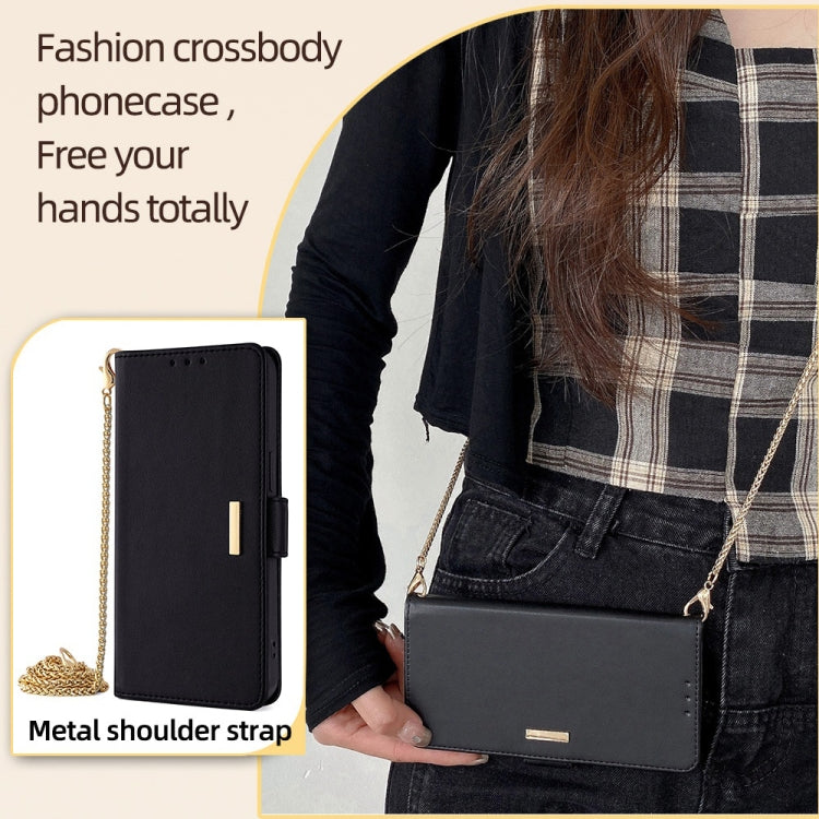 For Honor X8b Crossbody Chain Leather Phone Case(Black)