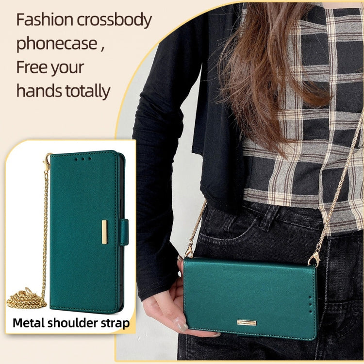 For Honor X8b Crossbody Chain Leather Phone Case(Green)