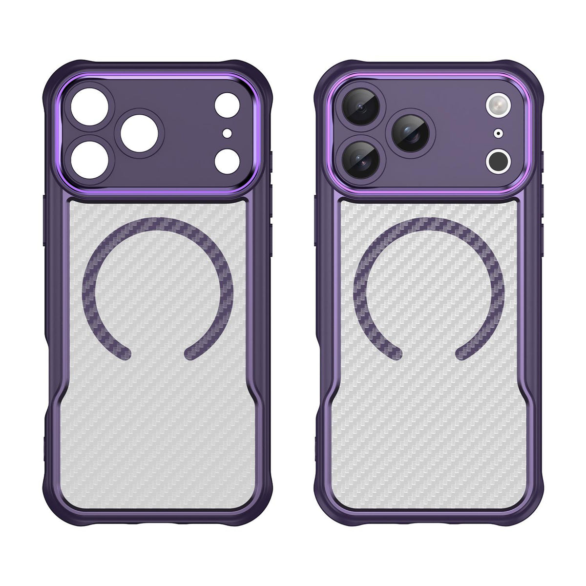 Compatible with iPhone 18 Pro Max Carbon Fiber Texture MagSafe Translucent Phone Case - Purple