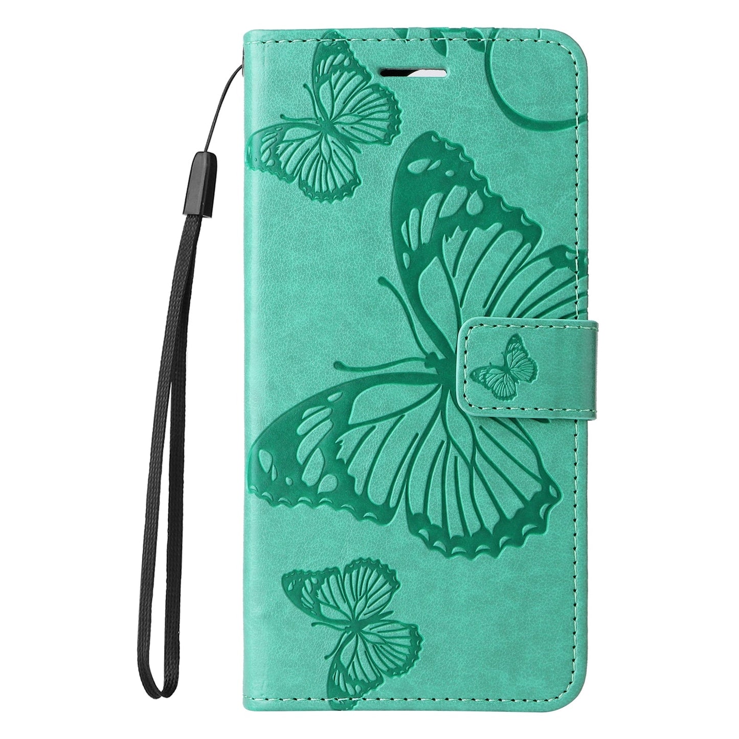 For iPhone 16e 3D Butterfly Embossed Pattern Flip Leather Phone Case(Green)