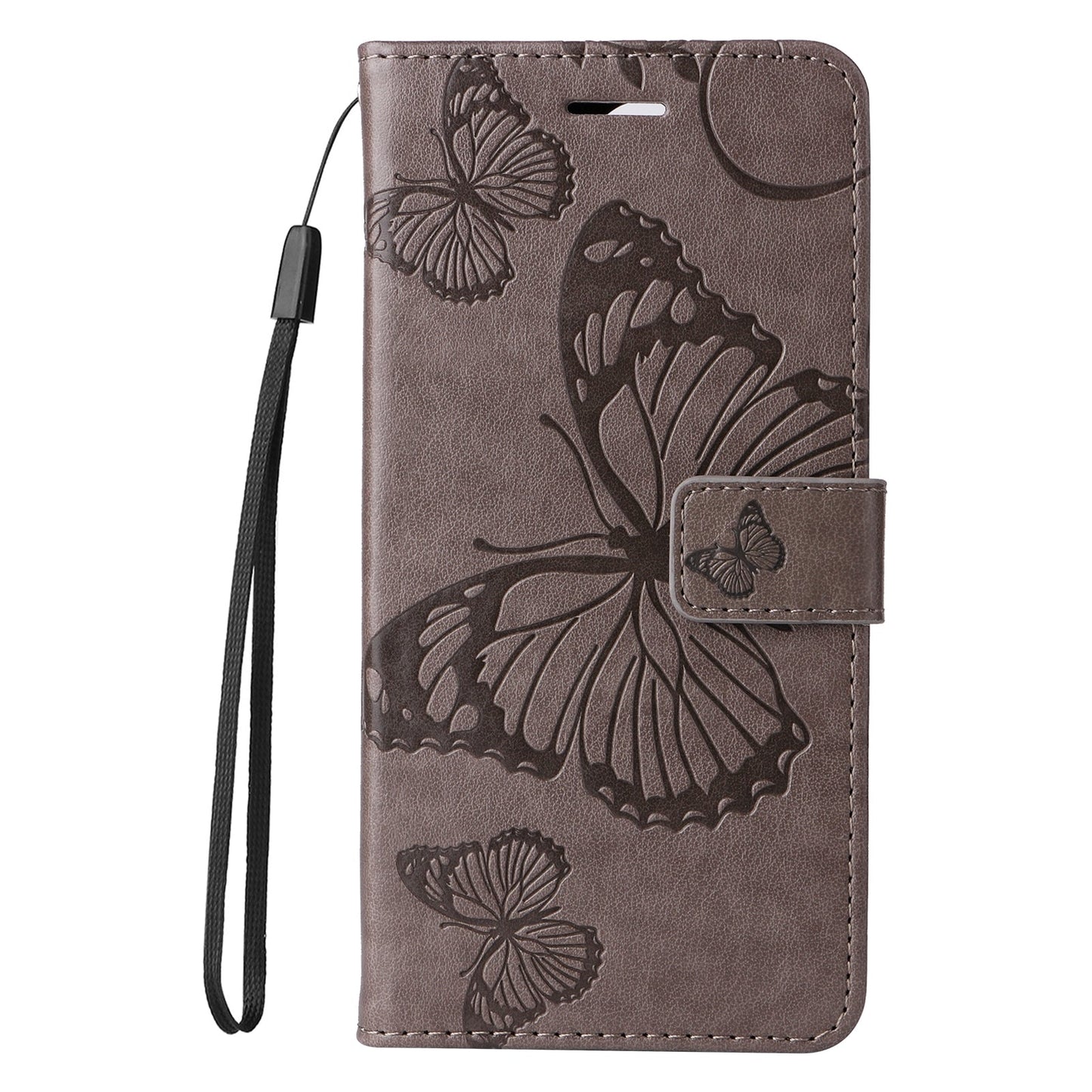 For iPhone 16e 3D Butterfly Embossed Pattern Flip Leather Phone Case(Grey)