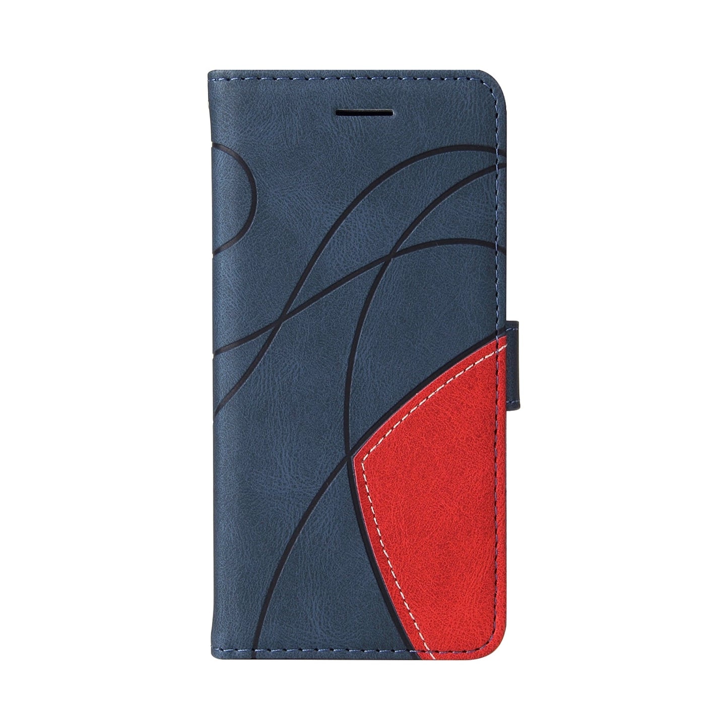 For iPhone 16e Dual-color Splicing Flip Leather Phone Case(Blue)