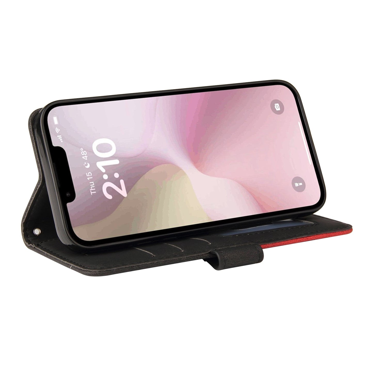For iPhone 16e Dual-color Splicing Flip Leather Phone Case(Black)