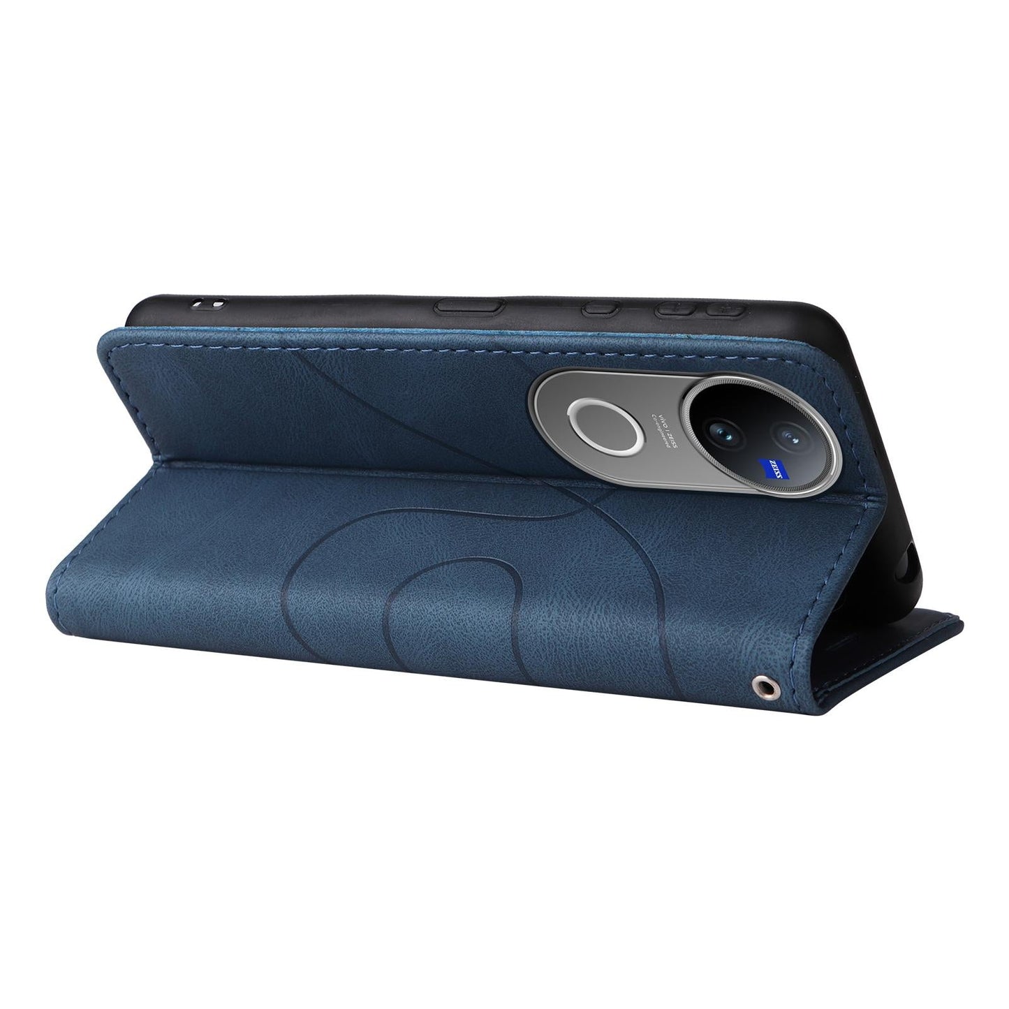 For vivo V50 5G Global Dual-color Splicing Flip Leather Phone Case(Blue)