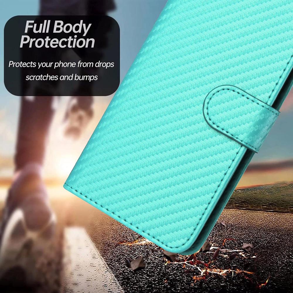 For vivo V50 YX0070 Carbon Fiber Buckle Leather Phone Case with Lanyard(Light Blue)