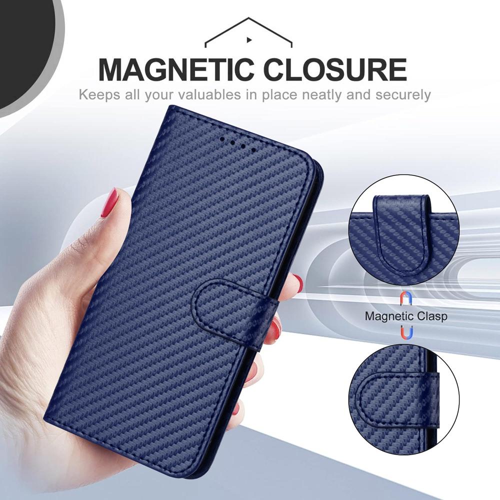 For vivo V50 YX0070 Carbon Fiber Buckle Leather Phone Case with Lanyard(Royal Blue)