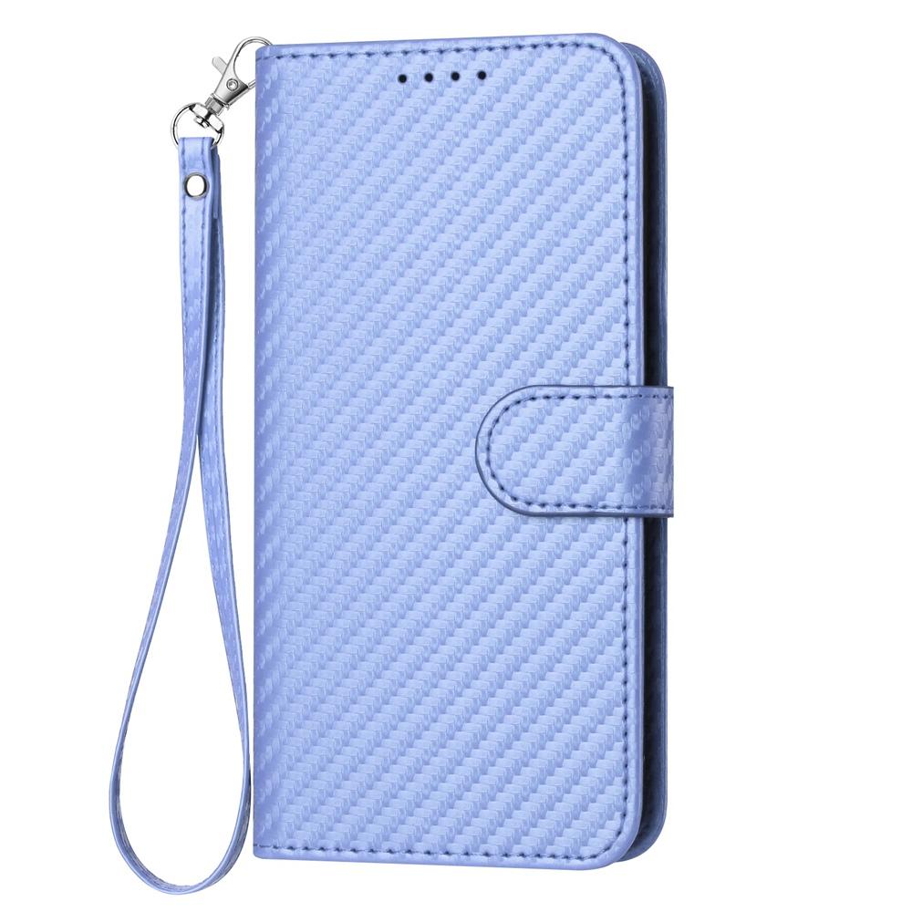 For vivo V50 YX0070 Carbon Fiber Buckle Leather Phone Case with Lanyard(Light Purple)