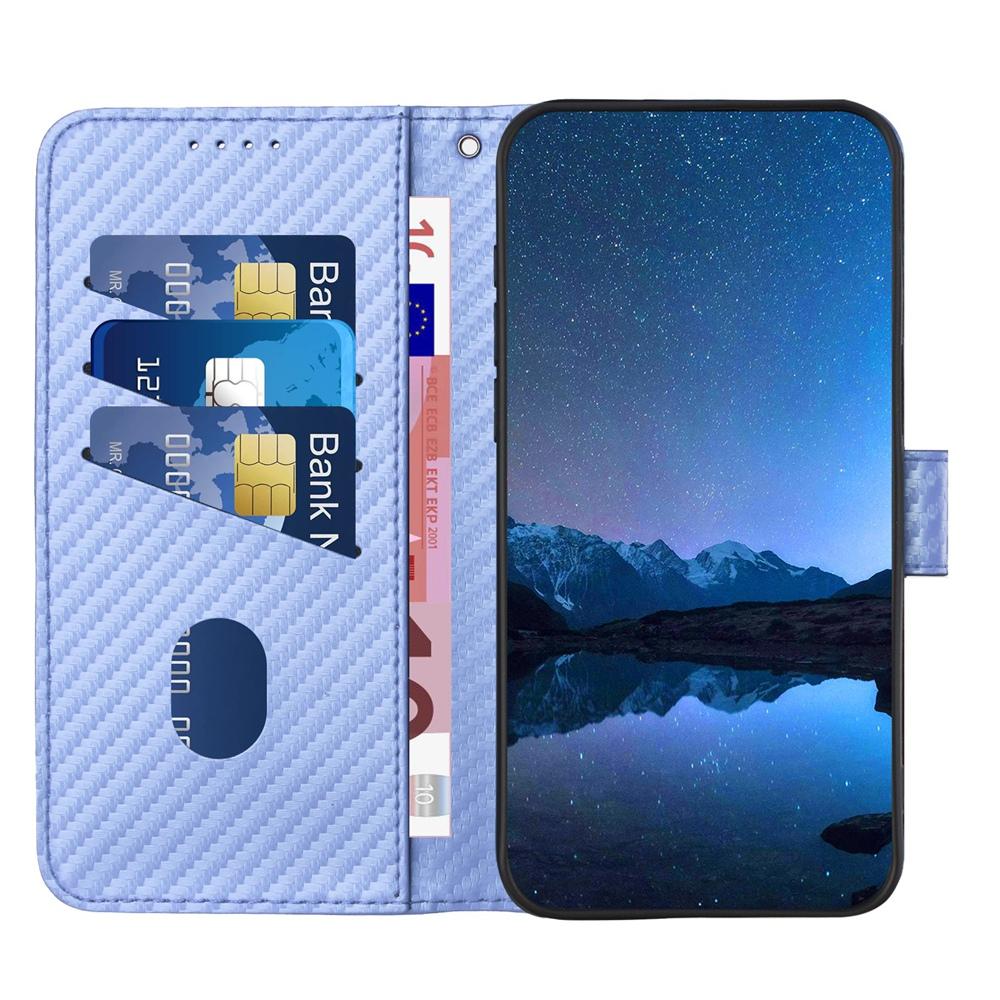 For vivo V50 YX0070 Carbon Fiber Buckle Leather Phone Case with Lanyard(Light Purple)