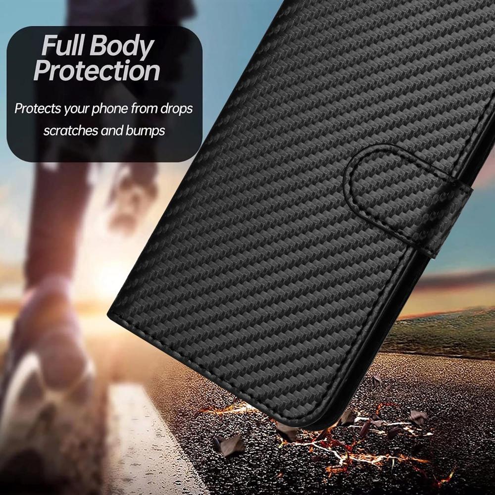 For vivo V50 YX0070 Carbon Fiber Buckle Leather Phone Case with Lanyard(Black)