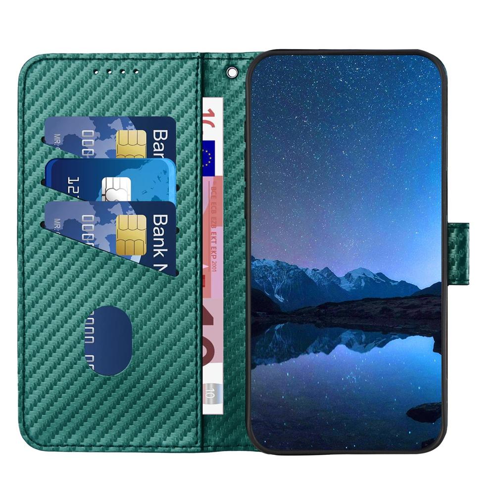 For vivo V50 YX0070 Carbon Fiber Buckle Leather Phone Case with Lanyard(Dark Green)