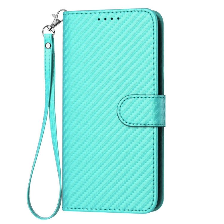 For Honor X8b YX0070 Carbon Fiber Buckle Leather Phone Case with Lanyard(Light Blue)