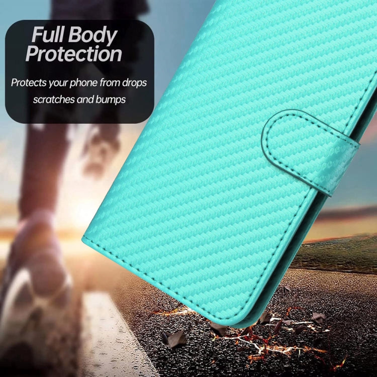 For Honor X9b YX0070 Carbon Fiber Buckle Leather Phone Case with Lanyard(Light Blue)