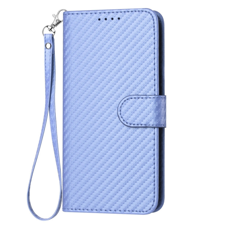 For Honor X9b YX0070 Carbon Fiber Buckle Leather Phone Case with Lanyard(Light Purple)