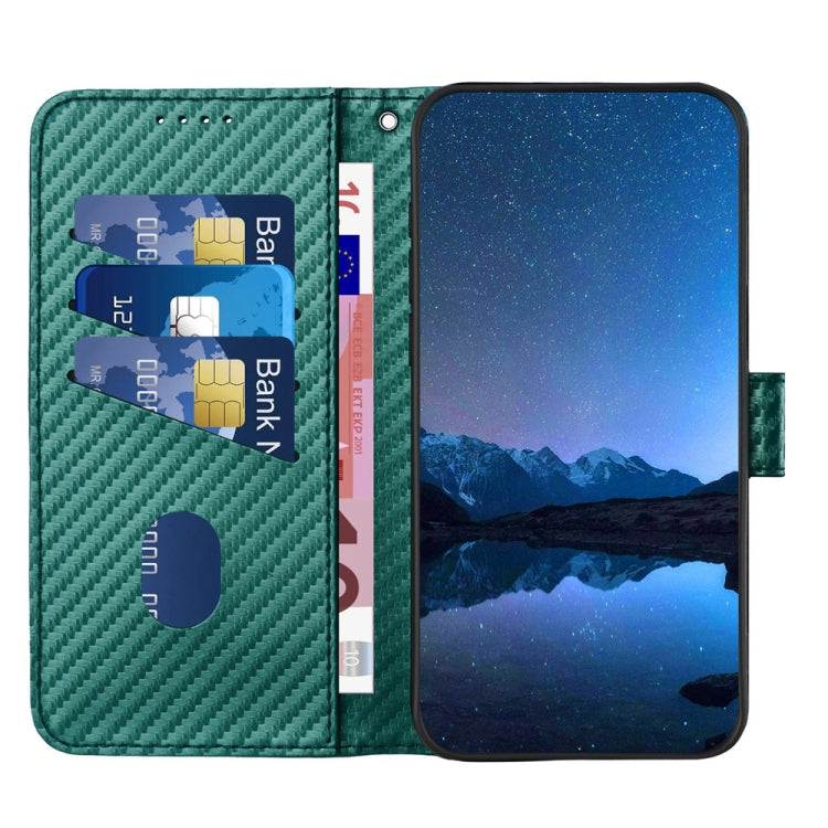 For Honor X9b YX0070 Carbon Fiber Buckle Leather Phone Case with Lanyard(Dark Green)