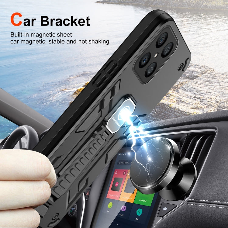 For Honor X8 Shockproof Holder Phone Case(Black)