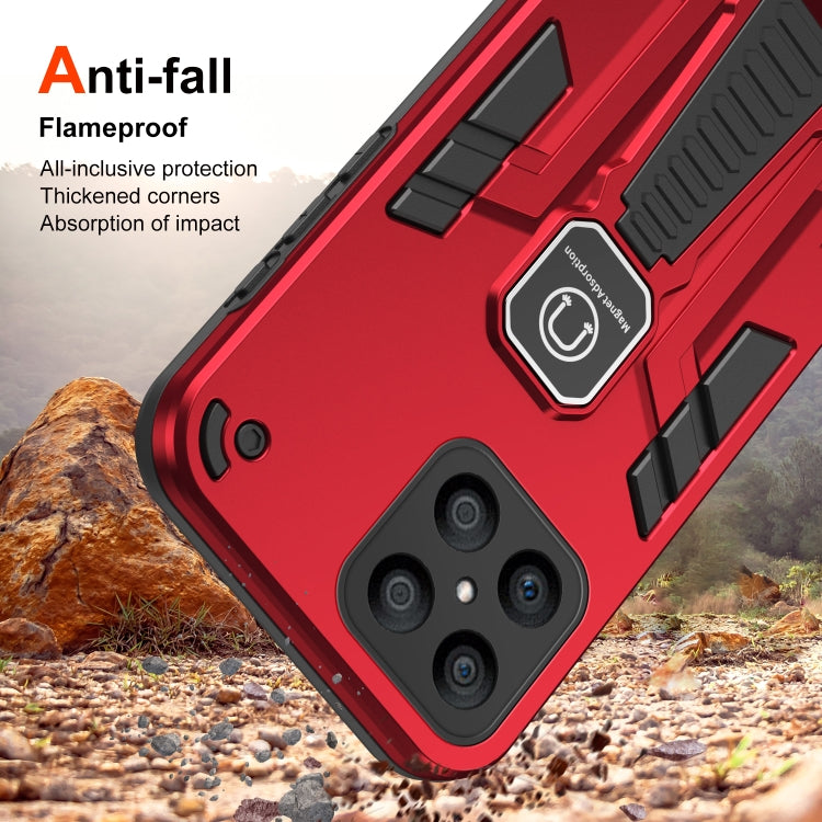 For Honor X8 Shockproof Holder Phone Case(Red)