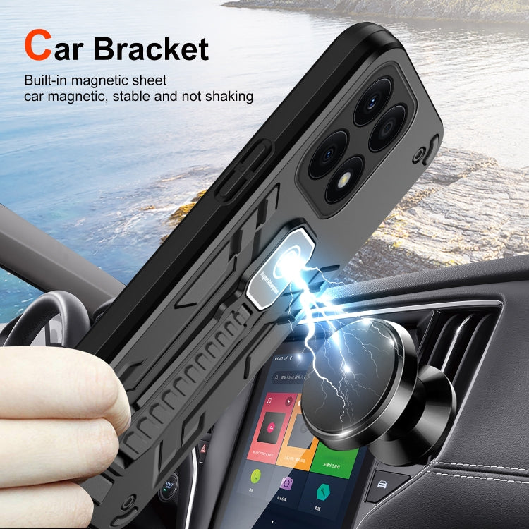 For Honor X8a Shockproof Holder Phone Case(Black)