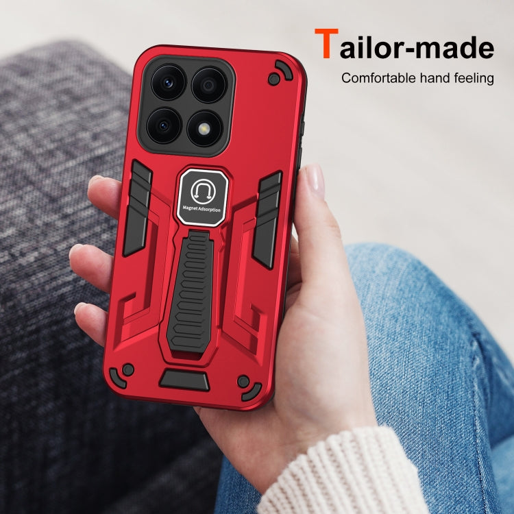 For Honor X8a Shockproof Holder Phone Case(Red)