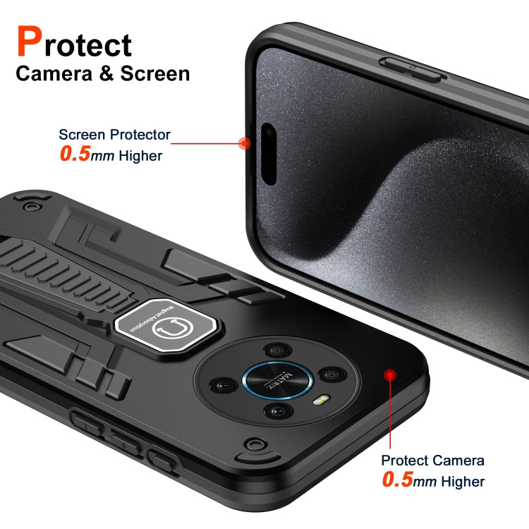 For Honor X9 Shockproof Holder Phone Case(Black)