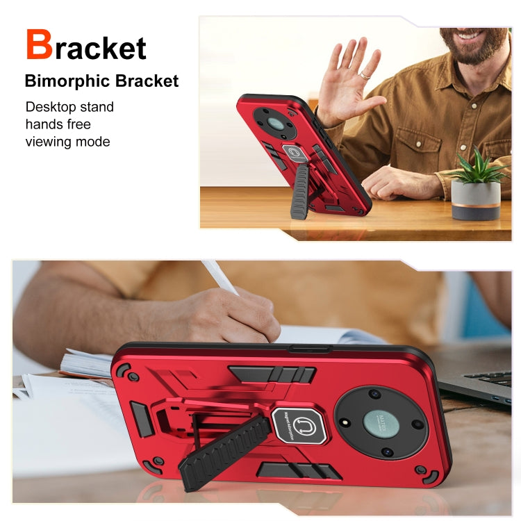 For Honor X9a Shockproof Holder Phone Case(Red)