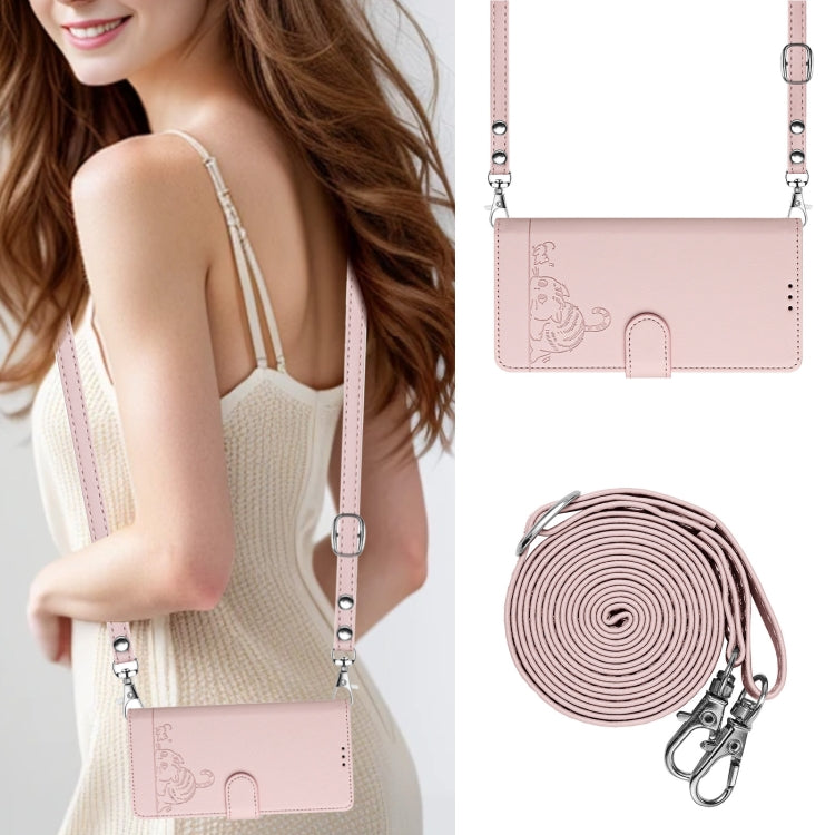 For Honor X9b 5G Global Cat Rat Embossed Pattern RFID Leather Phone Case with Lanyard(Pink)