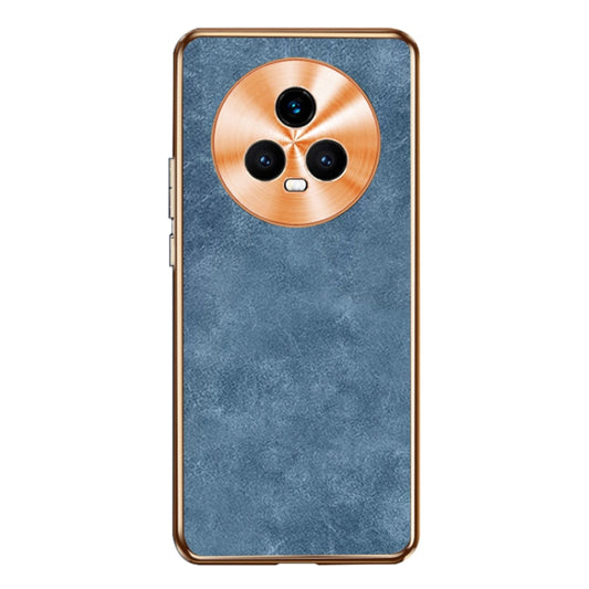 For Honor Magic5 Electroplating Lambskin Leather Phone Case(Blue)