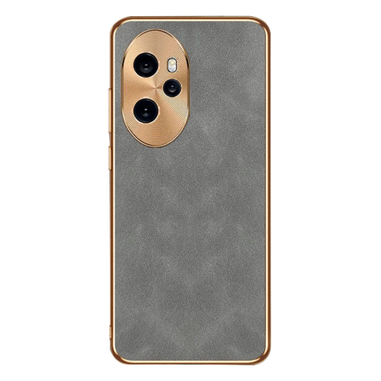 For Honor 100 Pro Electroplating Lambskin Leather Phone Case(Grey)